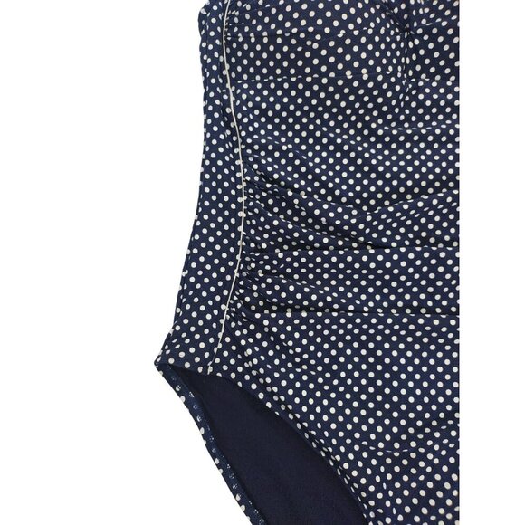 Nip Tuck Swim Women's Navy Polka Dot One-Piece Swimsuit,(16), Adjustable Straps - Picture 6 of 8
